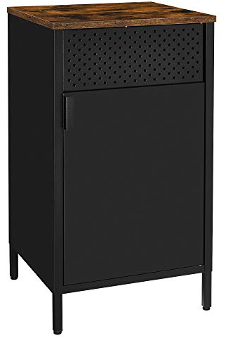 SONGMICS Aufbewahrungsschrank, Metallschrank, mit Doppeltür, Magnetverschluss, Verstellbarer Einlegeboden, Stahlgestell, 40 x 42,5 x 76 cm, vintagebraun-schwarz LSC101B01