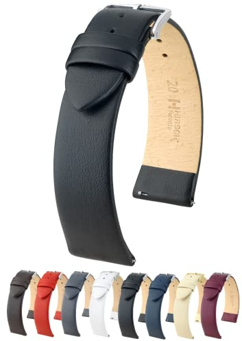 Hirsch Uhrenarmband aus echtem Leder mit Schnellverschluss und Edelstahl-Schnalle, weich, flexibel und bequem, mehrere Farben und Größen, Toronto