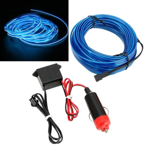 MiOYOOW El Wires Ljustråd 5 M/16 FT, DC 12 V vattentät neonremsa, bilinteriör, flexibel LED-inomhusbelysning för bil- och halloweendekorationer