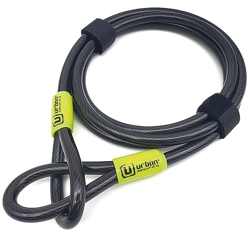 URBAN UR462L Câble Antivol Vélo en Acier Tressé ø10mm, 120cm Long, Flexible, Résistant, Boucle à Double Extrémité, Chaînes Serrure de Sécurité pour Casque de Moto, Scooter Universel, Vélo Électrique