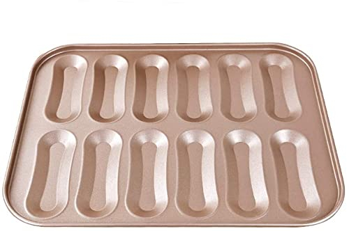 CANDeal 12 Cavity Finger Biscuit Molds, Non-Stick Éclair Baking Tin Pan,Cookie and Chocolate Mold, Long Strips Eclair Mold for Chocolate Cracker Bar Stick