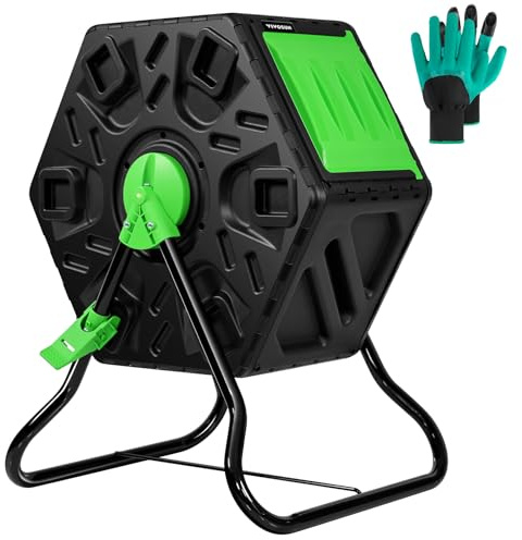 VIVOSUN Tumbling Composter, 18.5 Gallon Compost Bin, Heavy-Duty Compost Tumbler w/Sliding Door, Lockable Brake and Rotating Design for Fast Creation of Fertile Soil, Outdoor