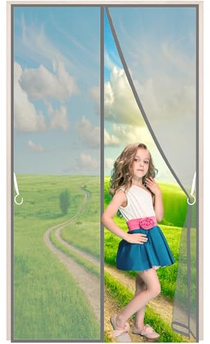 LZHBD Insektenschutz Plissee Tür, 145x240 cm Fliegengitter für Türen, Magnet Vorhang Fliegenvorhang Moskitonetz für Kellertür Schiebetür, Küche, Schlafzimmer, Hof, Grau, Neuste Version