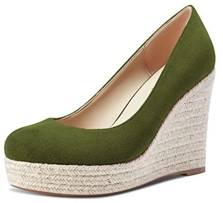 Castamere Femmes Plate-Forme Haut High Talon Heel Rond Bout Escarpins Slip-on Mariage Bureau Classique Chaussures 10 CM Heels
