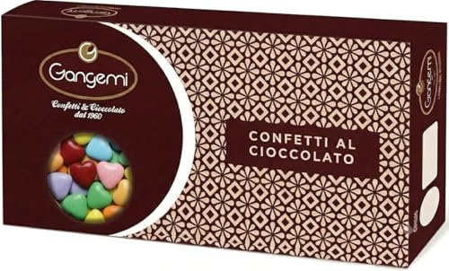 Gangemi Cuori- Confetti Couri al Cioccolato Colori Assortiti - 500g (Assortiti)