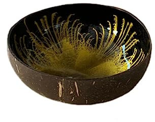 Jannity Bol décoratif naturel en coquille de noix de coco - Bol de rangement bio - Pour bonbons, fruits, noix - Bol de service de cuisine (jaune)