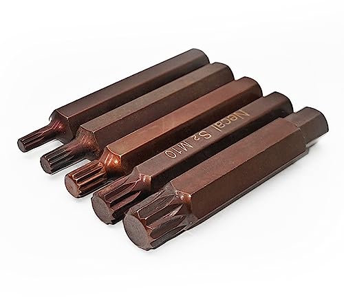 Lot de 5 embouts de tournevis Torx à 12 pointes - Tige hexagonale de 10 mm - Longueur : 75 mm - H10 x 75 L x M5/M6/M8/M10/M12