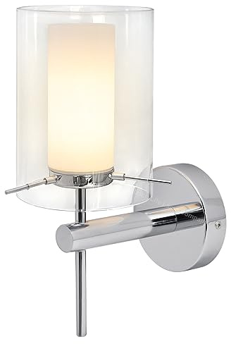 Modern Glass Wall Light Chrome Clear Glass Shade Wall Lamp IP44 H3098