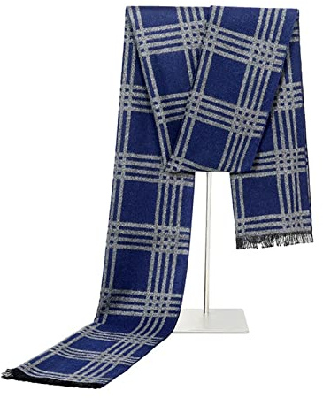 GLigeT Schals Männer Schals Winter Outdoor Thermalschals Herren Business Casual Gestreifte Schals Kaschmirschal for Männer Warm Herbst (Color : Blauw, Size : 180cm)