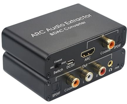 Digital Analog Audio DAC Converter, DAC Hdmi-ARC Audio Extractor with 192KHz Digital to Analog, Optical Coaxial RCA 3.5mm Jack Converter, DTS AC3 Lossless 5.1