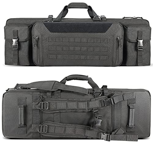 ANSNOW Gewehrkoffer, Wasserdichte Gewehrtasche, Weicher Gewehrkoffer, Taktische Gewehrtasche, Waffenkoffer, 2 Langwaffen, Gepolsterte Gewehrkoffer, Multifunktionaler Gewehr-Softkoffer 36 Zoll/Schwar