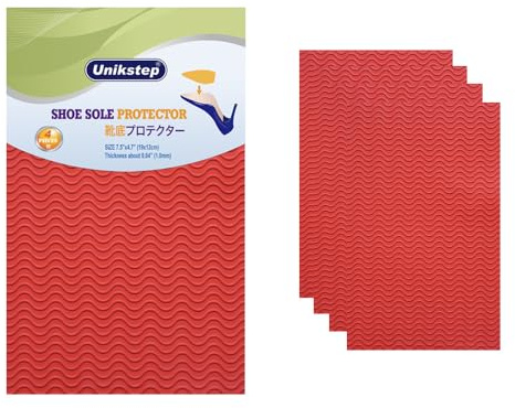 UNIKSTEP 4 piezas de protección para suela de zapatos en diseño de ondas, almohadillas antideslizantes autoadhesivas para la suela y el talón (rojas)
