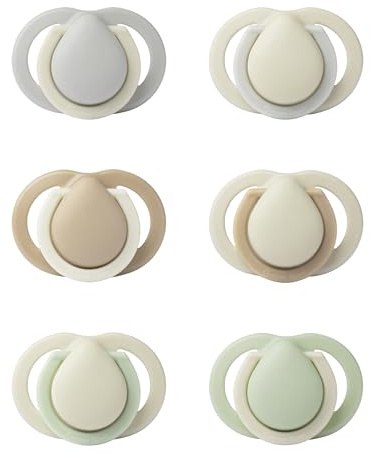Tommee Tippee Newborn Soothers, 0-2 Months, Muted Colours, Matte Texture, Symmetrical Design, Pack of 6