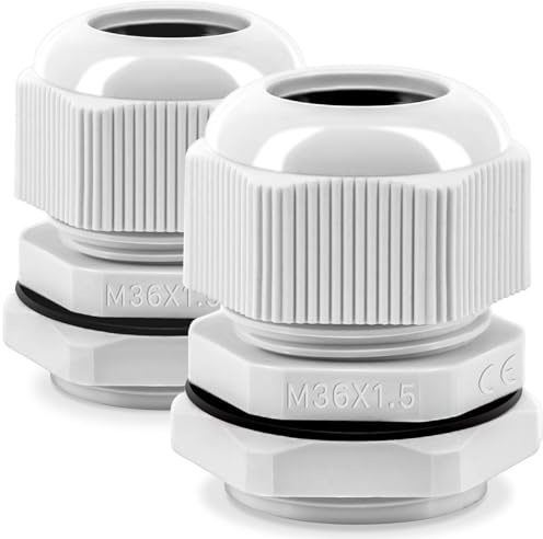 Gorffy - Set di 2 passacavi IP68, impermeabile M36, passacavi per esterni da giardino, scatola di derivazione, passacavi in plastica e nylon