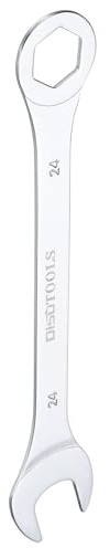 sourcing map Thin Combination Wrench Metric 24mm 6-Point Ended Box 15 Degree Offset Open End CR-V Chrome Plated Steel, Silver