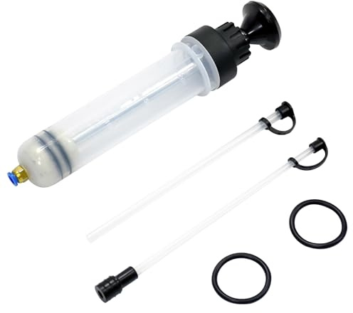 FreeTec Ölabsaugpumpe 200 ml – Ölwechselspritze mit Schlauch, Geeignet für Bremsflüssigkeit, Getriebeöl, Kühlmittel, Motoröl – Umfüllpumpe für Auto und Motorrad