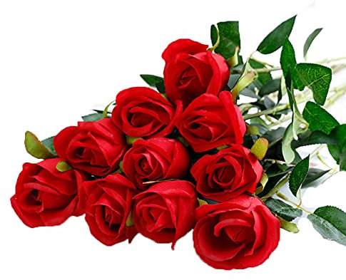 Künstliche Blumenpflanzen, Blumenarrangement zum Selbermachen, künstliche Blumen und Vasen, künstliche Blumen, 10 Stück, künstliche Rosen, Wohnzimmereinrichtung, Blumenarrangement zum Valentinstag,
