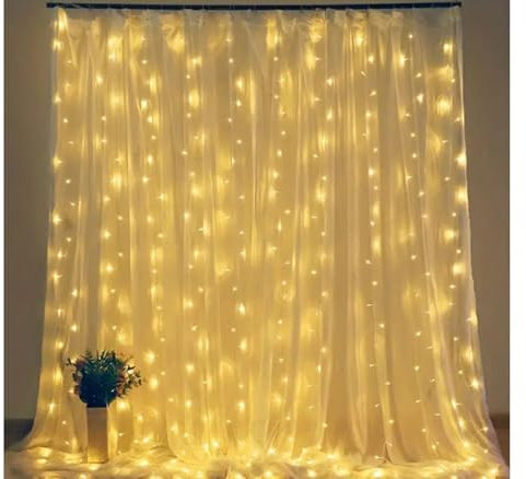 YASTA Tenda Luminosa Micro LED Luce Calda 3x3 Metri per Interno Filo Argento Decorazioni (LUCE CALDA)