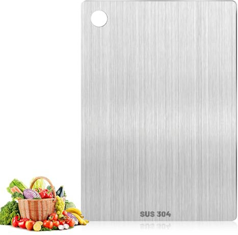 Pavlleen Planche à Découper en Titane,Yamato Titanium,Planche a Decouper Inox pour La Cuisine,Pour la viande,Fromage,le pain,les légumes,les fruits (30 x 20 cm)