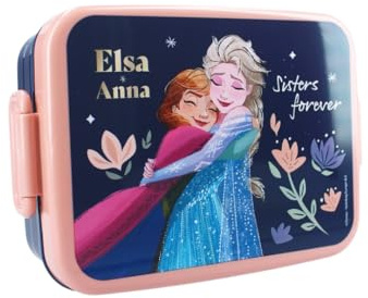 My sweety pop La Reine des Neiges Lunch Box - Caja de almuerzo para niños, guardería, guardería, escuela, vacaciones, comida - 16 cm - Idea de regalo (La Reina de las Nieves, azul/melocotón)