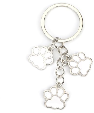 MUCOOS Schlüsselanhänger mit Pfotenabdruck, Hunde Schlüsselanhänger, Design mit drei Pfotenabdrücken, Geburtstagsgeschenk für Haustierbesitzer, Gedenkgeschenk für Hundeliebhaber