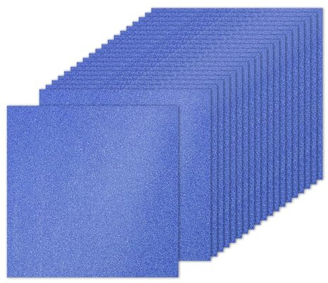 PATIKIL 20 Feuilles de Papier Cartonné Pailleté Bleu Foncé 10 x 10 pouces, Papier Cartonné Pailleté Carré Papier Brillant Premium 250gsm pour Scrapbook Carte DIY Art Fête Mariage