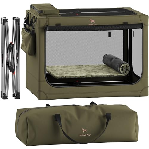Noah & Paw Faltbare Hundebox, 36 Zoll, XL-Hundebox für große und mittelgroße Rassen, Reisebox fürs Auto, inklusive Haustiermatte, 2 Aufbewahrungstaschen, Tragetasche