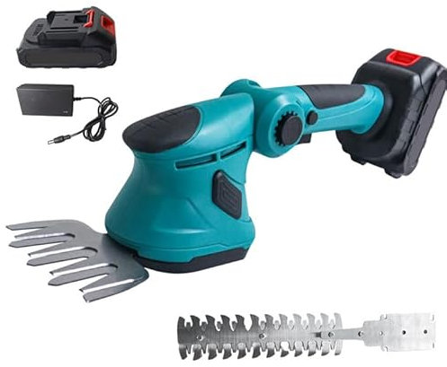 Forbici per erba a batteria, 21 V, con batteria da 7500 mAh, coltello da 8 cm e diametro da 22 cm, angolo di lavoro regolabile a 90°, per strada, giardinaggio, terrazza (batteria da 7500 mAh)