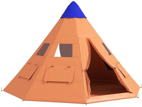 Outsunny Single Person Camping Bed Folding Cot for Adults Side Pocke Blue