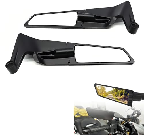 Spiegel Motorrad, Motorrad Spiegels unten mit 360 Drehgelenk Robuste Aluminium Stealth Spiegel für Z650 Z900 Z1000 MT07 MT09 Duke 390 790 1290 X Max weitere Top Modelle S