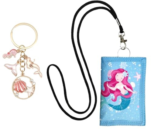 Porte Monnaie Enfant, Portefeuille Pour Enfants Mermaid, Porte Monnaie Fille, Porte Monnaie Femmes, Portefeuille Pliable Pour Enfants Portefeuille Porte-Monnaie De Voyage (Bleu Lac)