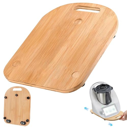 Gleitbrett Thermomix TM6 / TM5 - Brett für Thermomix mit Rollen, Schnelles Bewegen Rollbrett für Thermomix Vorwerk Küchenmaschine, TPE Rollen, Geeignet für Quarz, Holz und Granitarbeitsfläche