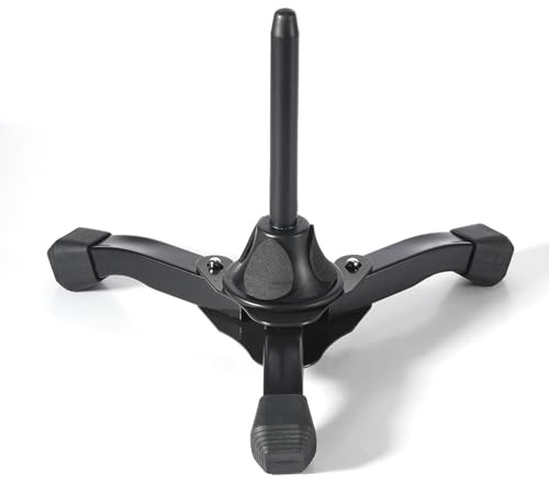 Drfeify Foldable Tripod Stand, Piccolo Stand, Nonslip Lightweight Holder for Clarinet Flute Oboe Wind Instrument (Black)