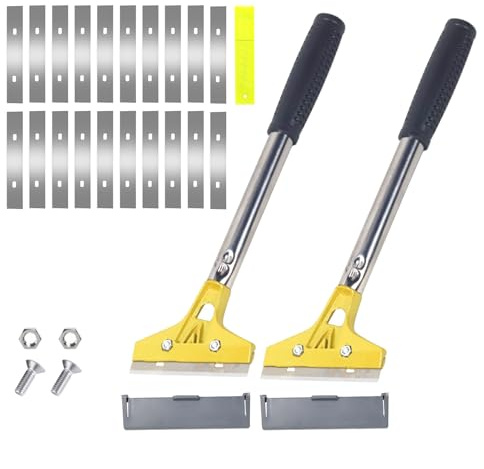 Lot de 2 grattoirs à papier peint avec 20 lames, grattoir à papier peint, 10 cm, spatule à papier peint, grattoir à papier peint, grattoir à peinture pour enlever les carreaux de sol, colle