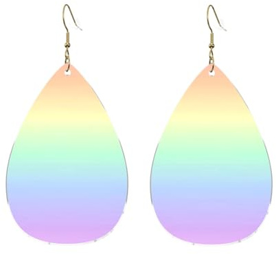 Orecchini Da Donna Pelle Sintetica Pastel Rainbow Gradient Gioielli Jewelry Per For Women Girls Adatti Per L'Uso Quotidiano