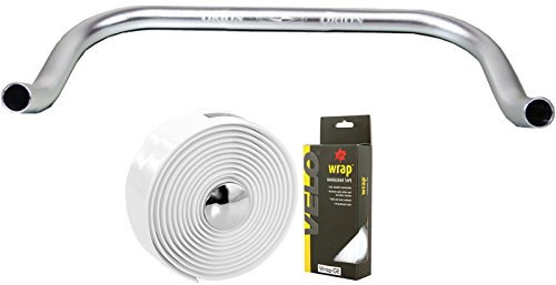 Bullhorn Fixie Singlespeed Lenker Silber mit Lenkerband (weiß, 440 Millimeter)