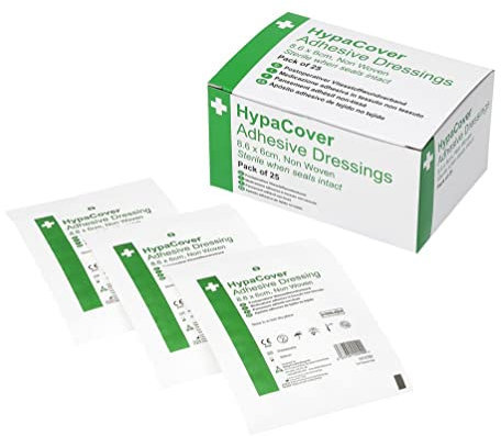 Safety First Aid Group HypaCover Adhesive Wound Dressing - Medium, 8.6 x 6 cm (Pack of 25) Sterile Hypoallergenic