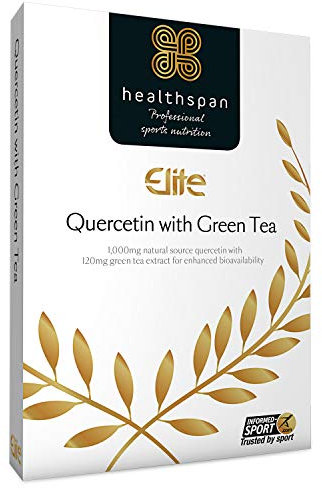 Healthspan Elite Quercetin 333mg with Green Tea | 90 Capsules | All Blacks Official Partner | 120 mg Green Tea to Aid Absorption | Additional Nutrition Protection | Informed Sport Accredited | Vegan