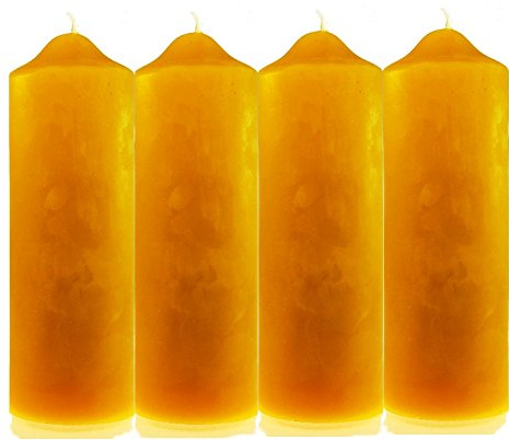 4 Stk. Kerzenstumpen (200/65mm) 100% Bienenwachs Stumpen Bienenwachskerzen Adventskerzen