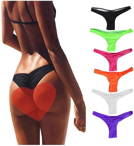 FOCUSSEXY Damen Hot Summer Brazilian Beachwear Bikini Bottom Tanga Bademode, schwarz, Medium