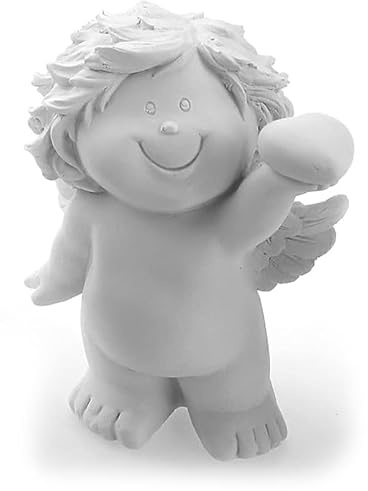 TEMPELWELT Deko Figur Engel Schutzengel Mit Herz 12 cm, Polystein Weiß, Dekofigur Babyengel Rubensengel Engelkind Dekoengel Liebesengel Rosen Geschenk