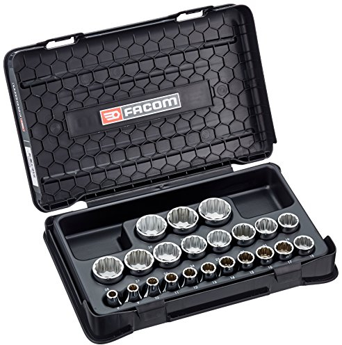 FACOM - Coffret à Douilles 1/2 - S400B - Kit 22 Pièces 12 Pans Métriques de 8 à 32 mm - Robuste et Résistant - Embouts pour Clé - Malette de Rangement et Transport - Outillage à Main