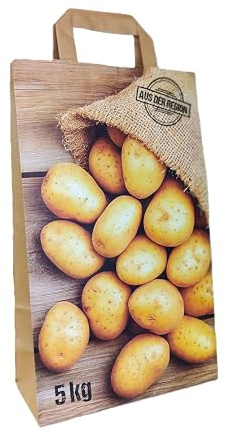 Papiertragetaschen KARTOFFELN - braun mit Flachhenkel (22 + 10 x 36 cm, 50 Stück)