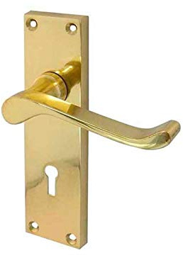 Kontrax Victorian Suite Scroll Lever on Lock Backplate - Electroplated Brass
