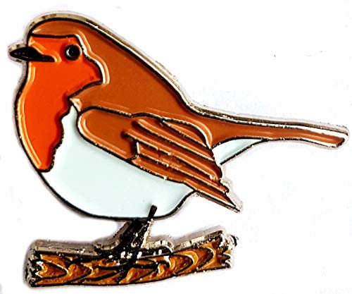 Mainly Metal ™ Enamel on Metal Pin Badge Red Robin Garden Bird Ornithology 25mm