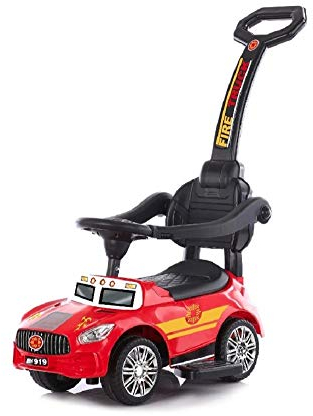 Chipolino Rutscher 2 in 1 Fire Truck, Schubstange, bequemer Sitz, Musikfunktion, Farbe:rot