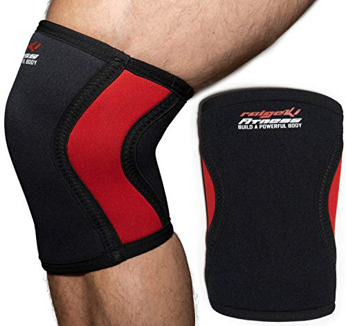 Raigeki Fitness Kniebandage 7mm Neopren [2er Set] Knee Sleeves (+ Trainingspläne) auch für Ellenbogen, Kniestütze, Kniewärmer für Krafttraining, Crossfit, Bodybuilding & Kampfsport