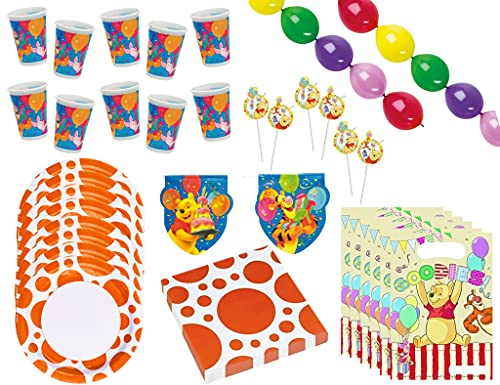 Gomazing Winnie Puuh - Kindergeburtstags-Set (51-teilig) Teller Becher Dekoration Servietten Geburtstag