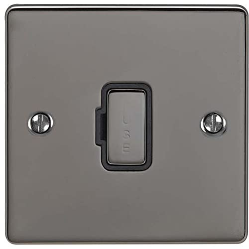 Fusible non commuté 13 A DP – Noir nickel et noir – Isolation secteur 240 V – Plaque murale décorative pour cuisine/intérieur – Four/cuisinière/plaque de cuisson – Interrupteur marche/arrêt