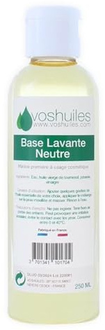 VOSHUILES - Base Lavante Neutre - Produit de Soin Corporel Parfum Neutre 250ml - Nettoyant Doux pour Peau Sensible - Formule Naturelle et Hydratante - 250ml